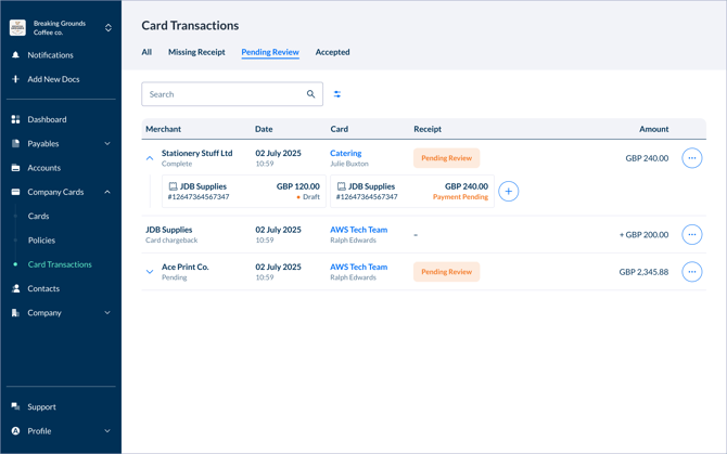 All Trx Pending review