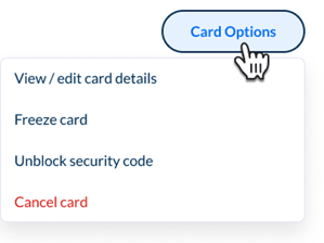 Card options menu
