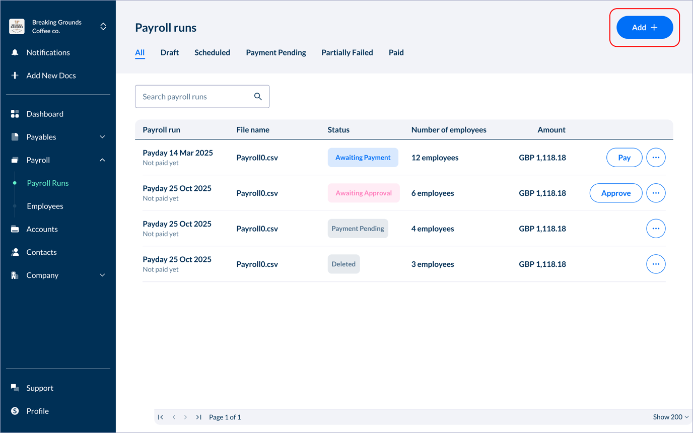 How do I upload Payroll files?