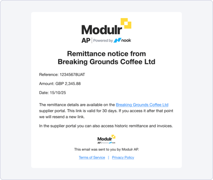 Supplier remittance notice
