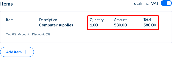 Invoice w total