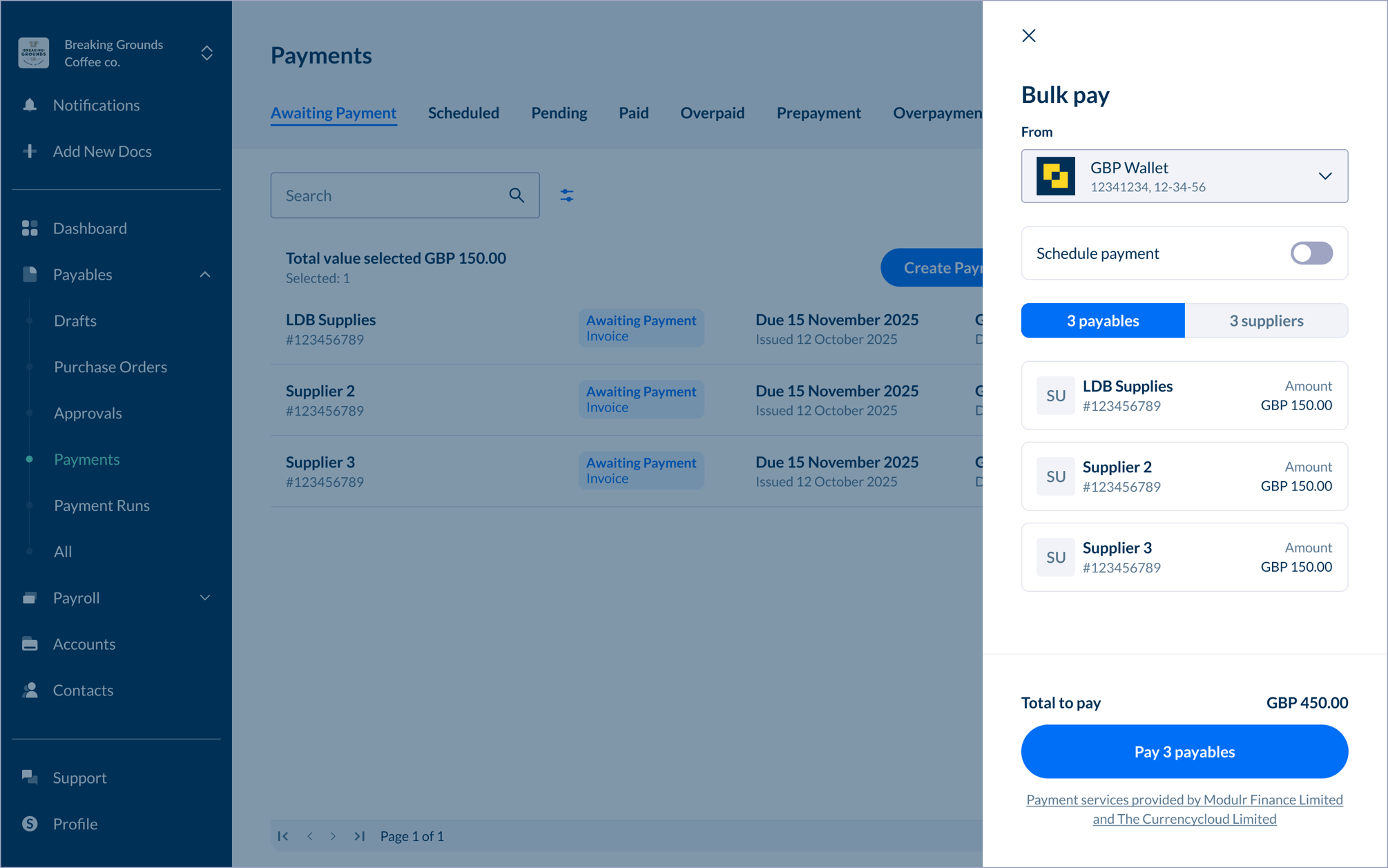 How do I create a bulk payment?