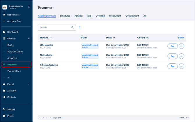Step 1 payables - payments