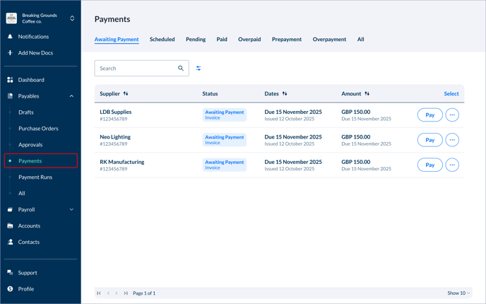 Step 1 payables - payments