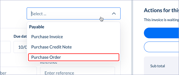 Select purchase order drop