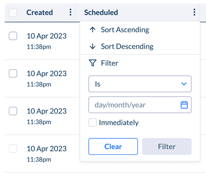 Batch scheduled date