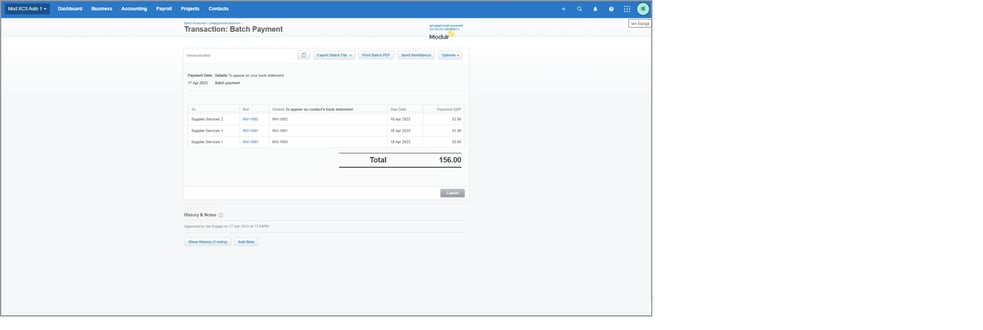 Making a Batch Payment with Xero