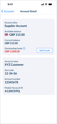 Account - detail+outstanding funds