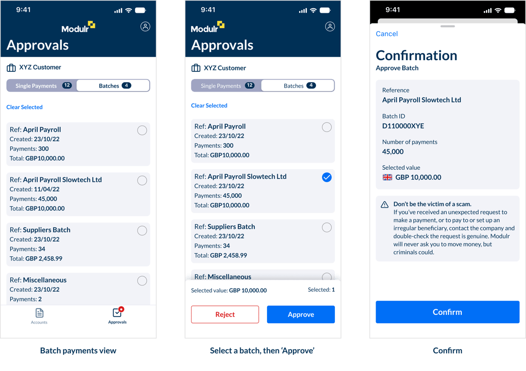 Making Approvals in the app