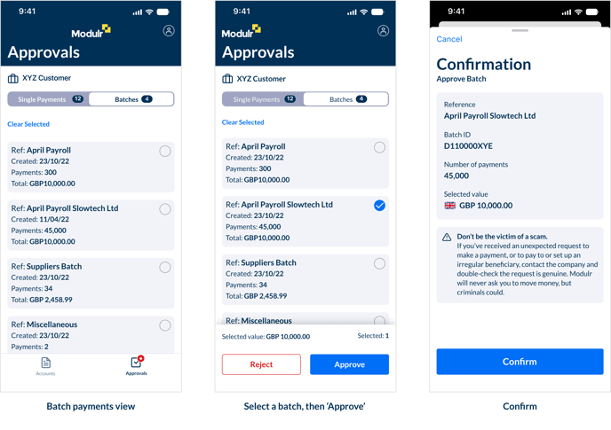 Mobile batch approvals