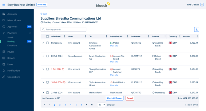 Pending Batch Details Direct & Introduced