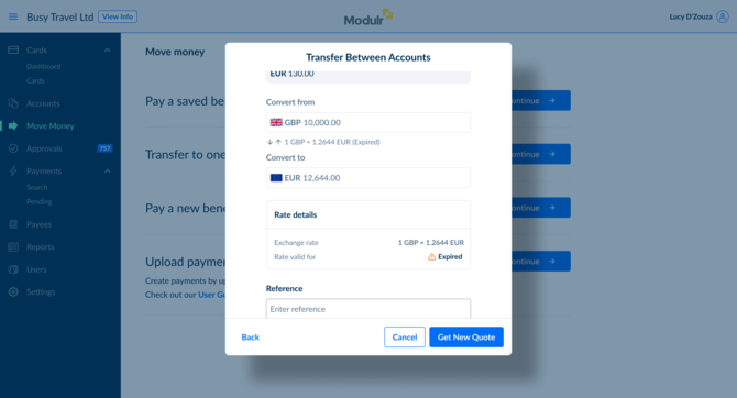 Transfer Between Accounts Expired