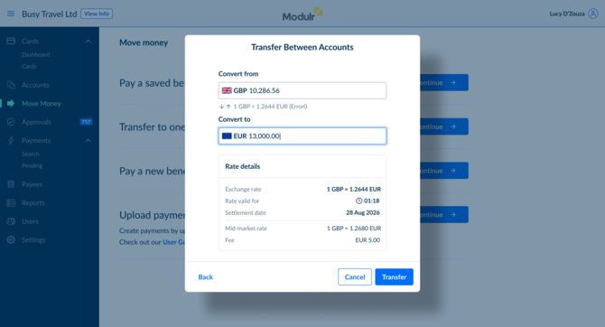 Transfer Between Accounts FX Live Rate-1